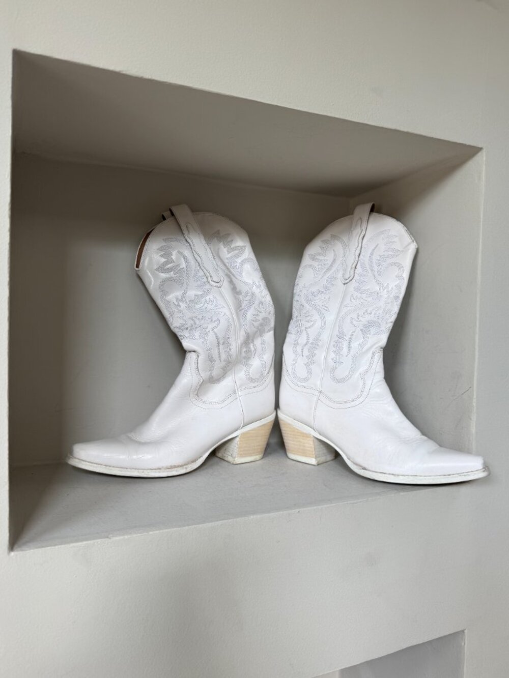 Jeffrey Campbell Rancher MD White Leather Cowboy Boots Women’s 8 - Picture 4 of 16